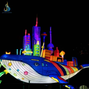 Bespoke Large Unique Skyscraper Whale Animal Lantern Waterproof Festival Lantern For Aquarium Tour Light Display