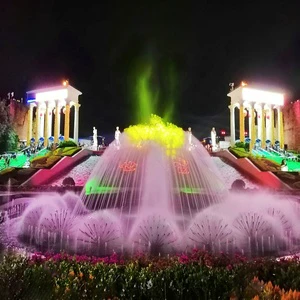 Dance Fountain Performance With DMX 512 Colorful Lights Pool Music Dancing Water Feature for Outdoor Indoor Garden Decoration