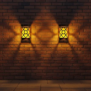 New Solar Powered IP65 Rated Warm White LED Flame Light Wall Lamp for Outdoor Garden & Home Security Street Use