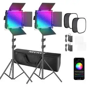 Neewer 2 Packs 660 PRO APP Control 360 Full Color 50W CRI 97 RGB LED Professional Audio Video Lighting