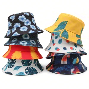 Custom Embroidered Personalized Bucket Hat Cotton All Over Printed Beach Reversible Bucket Cap Hat
