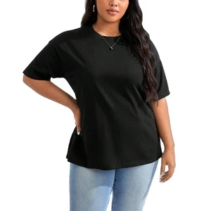 Custom Women's Casual Oversized Cotton Washed Breathable Eco-Friendly T-Shirt Embroidery Letter Print Short Sleeve Plus Size