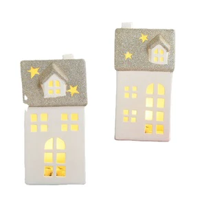 White Porcelain House Led Lighted Ceramic Christmas House for Home