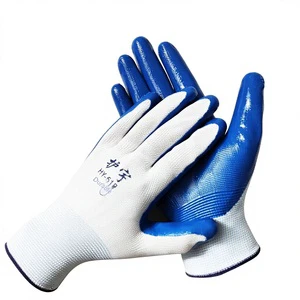 Safety Gloves Heat Resistant Protective Glove Work Polyester Gray Nitrile Work Safety Gloves Personal Protective Equipment