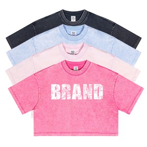 230gsm Vintage Women's Crop Top Best Sale Summer Acid Wash T Shirt High Quality Crop Tops Tee
