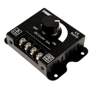 Easy Wiring DC12V-24V LED Dimmer Controller Adjustable Brightness 30A 360W Rotary Knob for LED Strips Lights Smooth Control