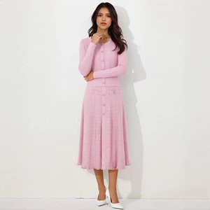 2026 Ready Made Long Sleeve Button Shirts Elegant Solid Color Long Skirt Women Two Piece Sets