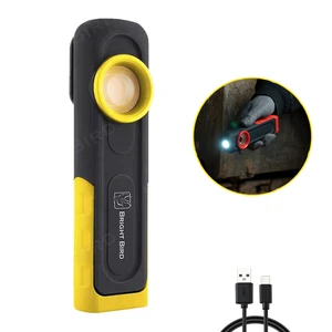 Bright Bird Waterproof 400 Lumen Led Work Light Rechargeable 180 Degree Rotated Body Magnet COB Working Light With Hook