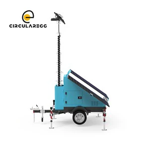 Customizable Telescopic Mast 6 /7.5/ 9M Mobile Solar Linghting Tower with 3 LED Lights Meter Zero Emissions