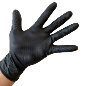 Diamond Grip Powder-Free Nitrile Safety Gloves Black/Orange for Industrial Use Hand and Arm Protection