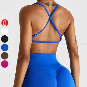 Quick Dry Fitness Gym Yoga Wear Running Adjustable Shoulder Straps Sports Bra Workout Custom Logo Ladies Compression Yoga Bra