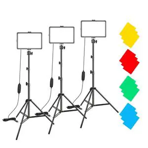3pcs Lighting Kit 12watts Light Lamp with 170cm Stand Photography Camera Recording Video Fill Lights