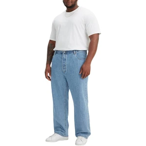 Plus Size Men Slim Fit Eco-Friendly Vintage Straight Denim Jeans Stonewashed Lightweight Soft 100% Cotton Casual Daily Patches