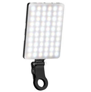 High Powered 60 LED Video Light with 95+ CRI & 4W Rechargeable 3 Adjustable Modes Clip-On for iPhone Android iPad Laptop