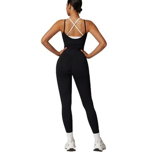New Gym Girl Contrast Color Sports Long Jumpsuit Elegant Casual One-piecem Women Outdoor Fitness Jumpsuit