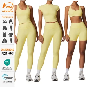 Aoyema Conjuntos De Yoga Sports Wear Fitness Yoga Outfits Slim-Fit Yoga Set-Contoured Back Affordable Gym Women Workout Set