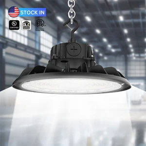 USA in Stock 100-300W Black 200 Watt IP65 Industrial Lampara Hi Bay Lamp Warehouse Highbay Ufo Light High Bay Led for Gym Garage