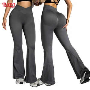 Women's Seamless High Waist Flared Leg Yoga Pants Spandex/Nylon Squat Proof Butt Lifting V Shape Waist Fitness Workout Leggings