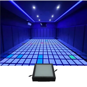 HUALI 2026 Interactive LED Dance Floor IP65 30x30cm Grid Game DMX512 Control 50000 Hours Lifetime Multi-Player Theme Park Use