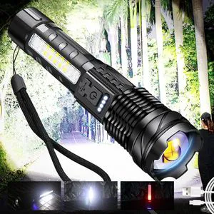 High Power Zoom Focus 2000 Lumen Flashlights P50 LED Waterproof Rechargeable LED Working Flashlight Red Light for Camping
