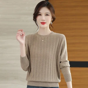 Women Long Sleeve Thin Knit Sweater, Crew Neck Solid Color Basic Short Top, Spring Autumn Casual Undershirt