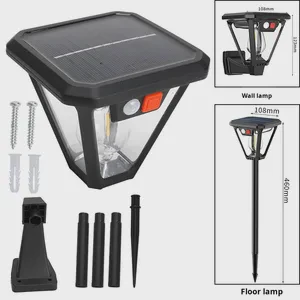 Cross-Border New Solar IP65 Waterproof Motion Sensor LED Wall-Mounted Lithium Battery Monocrystalline Garden Light Lighting