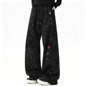 Wholesale Custom Tie Dye Wide Leg Sweatpants Men Casual Loose Baggy Trousers Street Fashion Daily Wear Bottoms