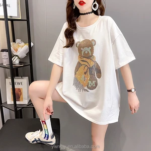 High Quality Women's Loose Fit Plus Size T-Shirt Casual Sport Oversized Print Pattern XL Silk Spandex Fabric Short Length Logo