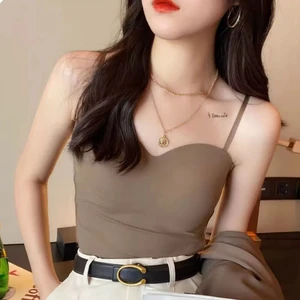 Women Sexy Tank Top Camisole With Chest Pad Bra Bustier Bralette U Back Camisole Wrapped Plus Size Tank Tops