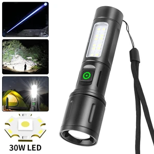 800m 500lumen 5 Modes Powerful Tactical Torchlight Long-Range Zoomable 18650 Rechargeable Battery Cob LED Flashlight