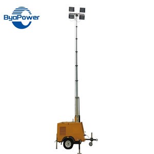 High Quality Cheap Telescoping Rotating Solar Lighting Tower With Crane and Warning Light for Factory Sales