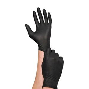 Direct Factory Manufacturer Price Nitrile Black Five-Finger Safety Gloves Waterproof Anti-Slip Disposable Medical Service Gloves