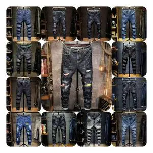 Wholesale High Quality Stretch Men's Straight Denim Formal Spring Jeans Hot Sale Streetwear Patchwork Cargo Pants in Plus Sizes