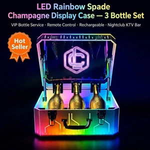 LED Rainbow For Display Case VIP Nightclub KTV Bar Wine Box Light-Up Rechargeable Remote Control Acrylic Pre-Assembled Art