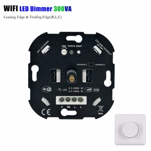 300W Trailing-Edge and Leading-Edge Control Flush Mount Tuya WiFi LED Dimmer Rotating Smart Multi-Way LED Dimmer