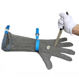 Chainmail Gloves Hand Protection Butcher Gloves Metal Mesh Safety Gloves 19cm TPU Cuff Machine Washable for Meat Processors