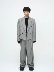 TT Simple temperament shoulder pad suit solid color casual suit set