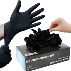 5 Mil Full Textured Mechanic Heavy Duty Industry Tattoo Custom Logo Latex Free Powder Free Nitrile Disposable Gloves