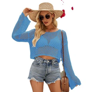 Factory-Customized Bikini Cover-Up Sexy Hollow-Out Loose Knitwear Summer Sun Protection Beach Cover-Up