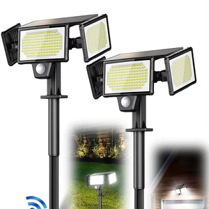Solar Three Head Wall Light with Remote Control 304LED Outdoor Motion Sensor Security Lamp
