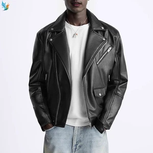 Custom Genuine Leather Mens Jacket Wholesale Slim Fit Zipper Short Men Faux Men Motorcycle Leather Jacket