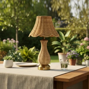 Bamboo Lamp Table Rattan Lamp Shade Wedding Light Is Replaceable Light Touch Wireless Usb Rechargeable Table Lamp Rattan