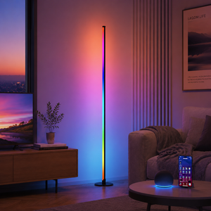 Modern Corner Floor Lamp RGB Smart App Control Music Sync LED Color Changing Ambient Standing Light For Living Room Gaming Room