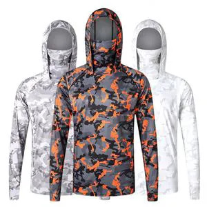 Custom Masked Lightweight Hoodie Long Sleeve Fishing Wear UPF 50 Quick Dry Camo Printing Fishing Shirt for Men