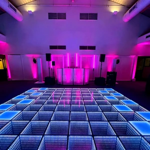 PT Professional Installation Productions Nightclub Wedding Magnetic Modular 3D Mirror Effect IP65 Green/Yellow LED Dance Floor