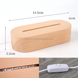 Customised Bank Acrylic Lamp Light with Modern Oval Wooden Base LED USB Power Source Bamboo Body Perfect Gift