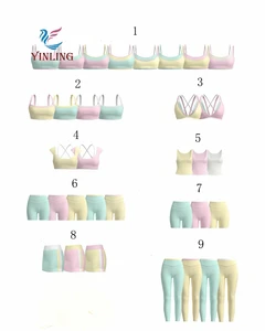 Custom OEM Wholesale Pastel Color Block Activewear Set Bra Shorts Leggings Yoga Gym Wear for Women