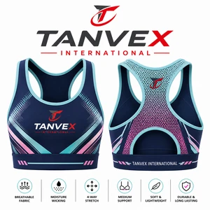 TANVEX INTERNATIONAL Women's Racerback Sports Bra Solid Eco-Friendly Polyester/Cotton Medium Support Breathable Moisture Wicking