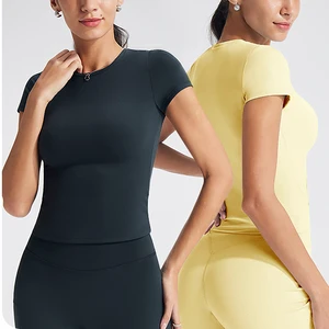 Women's Cropped/Regular Length Yoga Tops for Women Slim Fit Skin Friendly Fitness Yoga Wear Workout Women's T-shirts