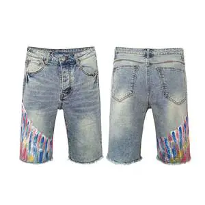 Wholesale Vintage Distress High Quality Streetwear Summer Camo Baggy Men's Jean Shorts Men